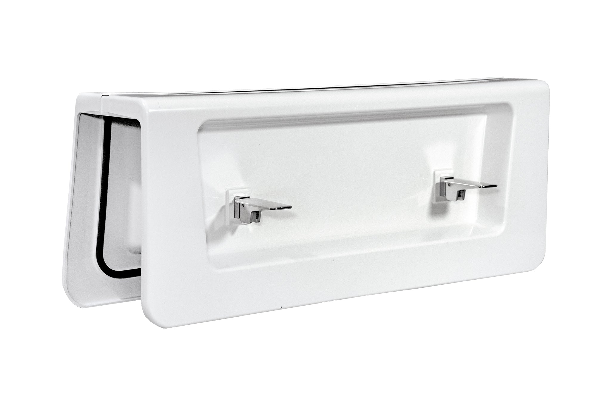 Front facing view of Quick Tub Convertible Cap with handles in the open position that fits onto the Quick Tub Walk-Thru Insert
