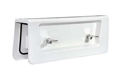 Front facing view of Quick Tub Convertible Cap with handles in the open position that fits onto the Quick Tub Walk-Thru Insert